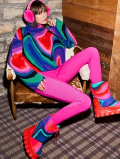 Goldbergh MARBRE Long Sleeve Knit Sweater absinthe rainbow Cheap