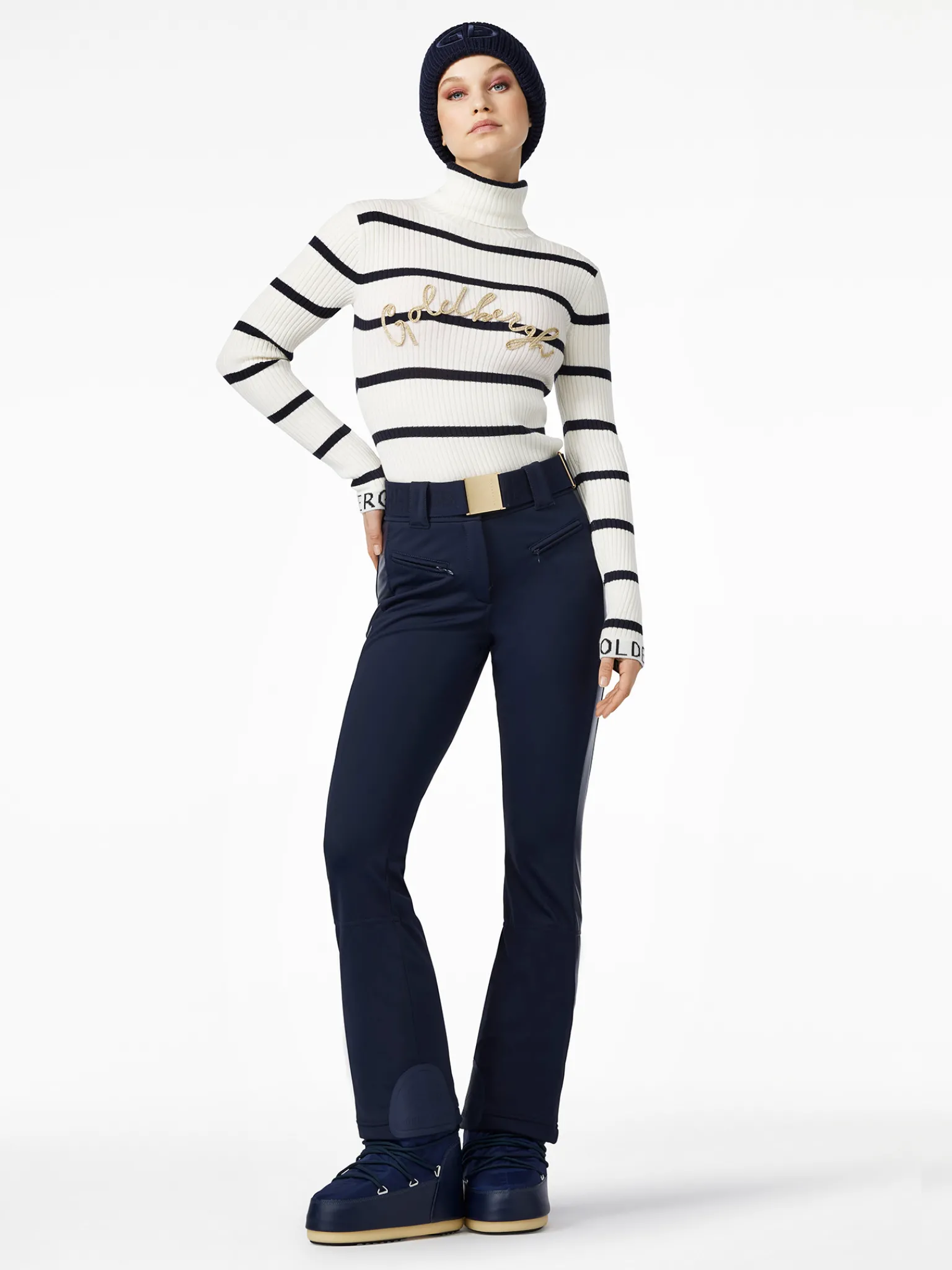 Goldbergh MIMI Long Sleeve Knit Sweater breton stripe cream/blue Flash Sale